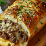 Cheesesteak-Stuffed Garlic Bread Loaf