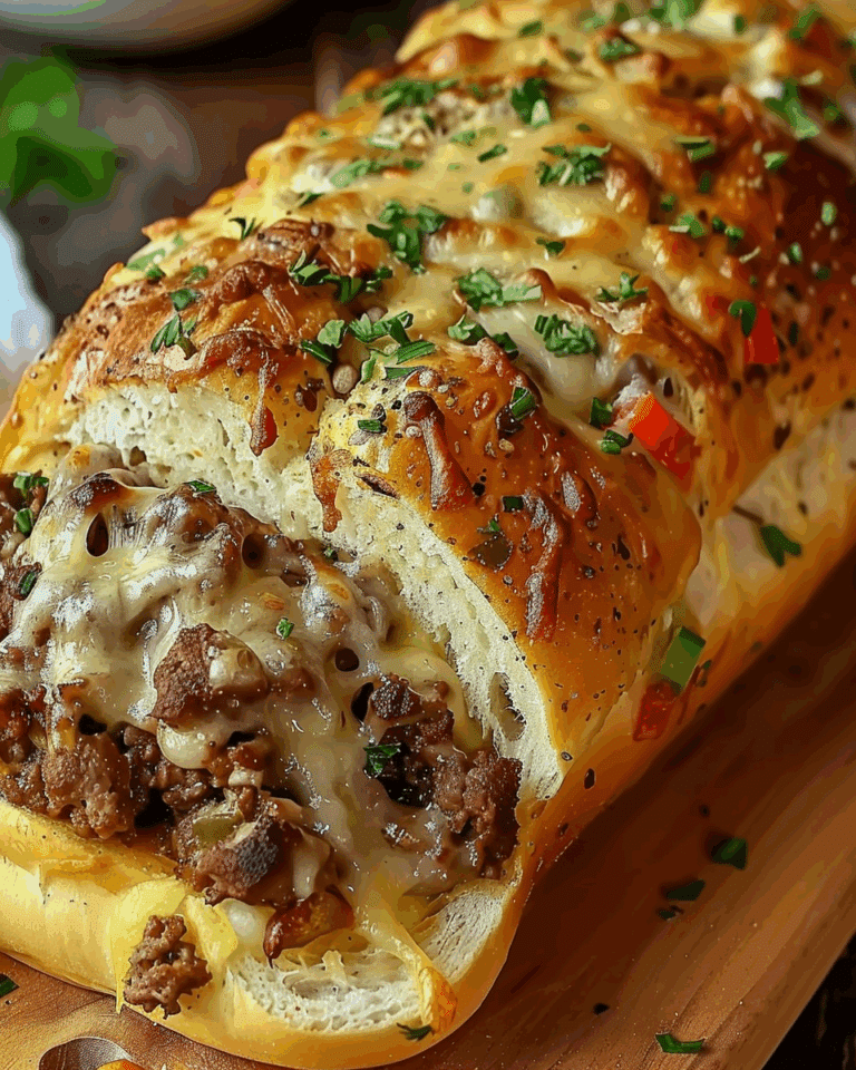Cheesesteak-Stuffed Garlic Bread Loaf