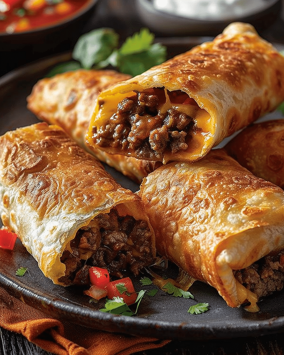 Crispy Beef and Cheese Chimichangas