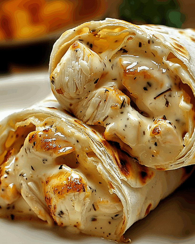 Cheesy Garlic Chicken Wraps