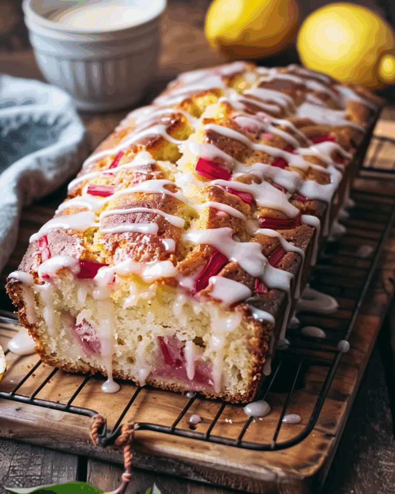 Lemon Rhubarb Loaf with Glaze