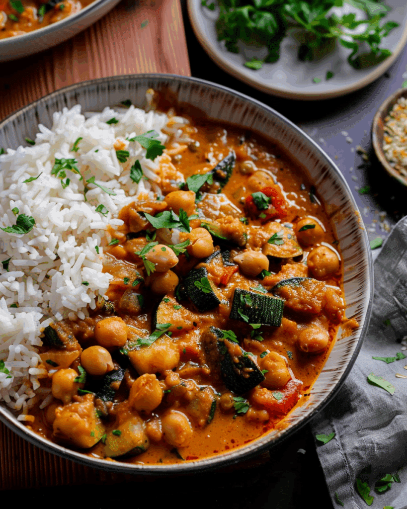 Spicy Baked Zucchini Chickpea Curry