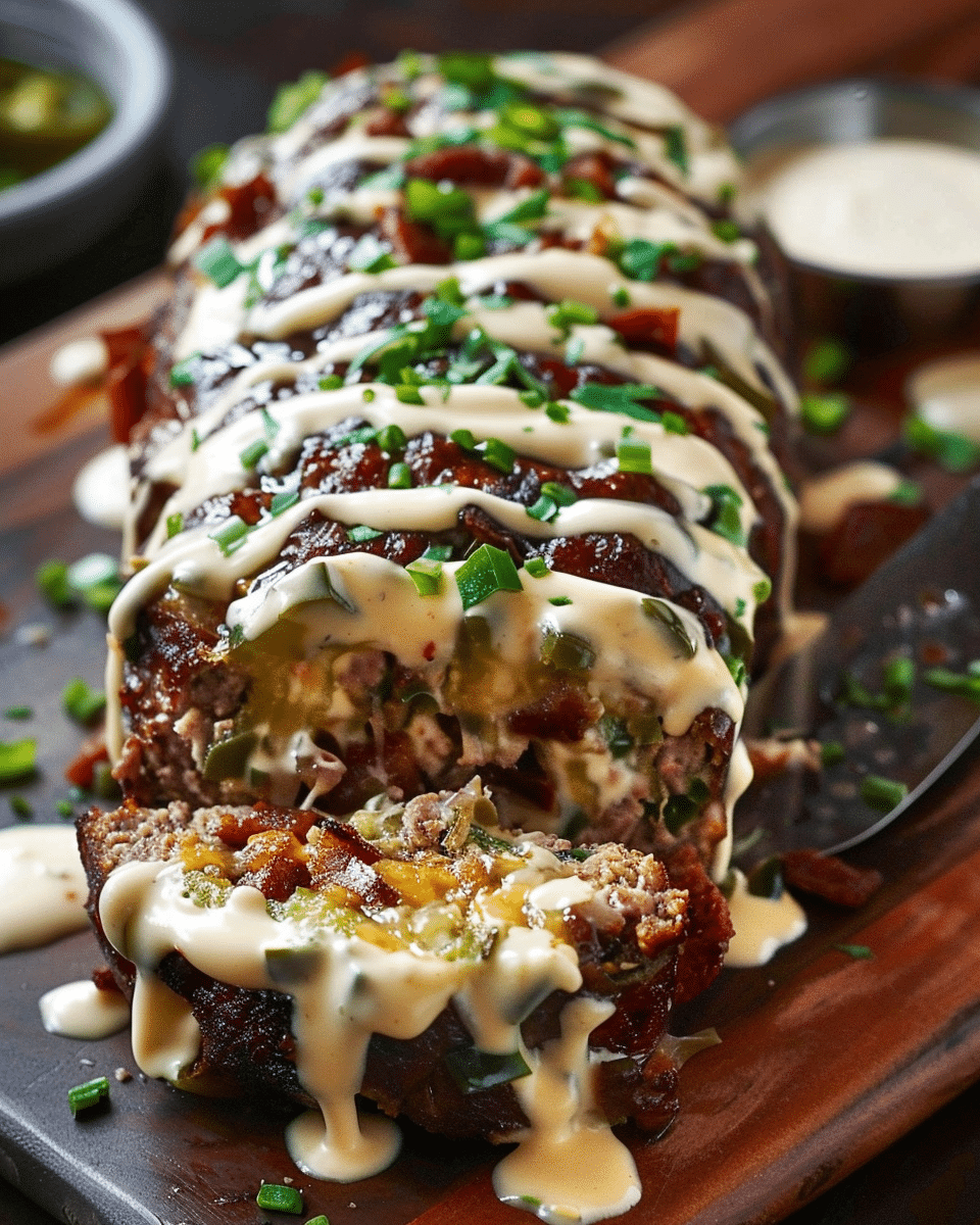 Smoky Jalapeño Popper Meatloaf With Creamy Ranch Drizzle