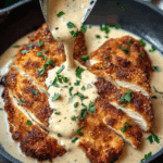 Parmesan Crusted Chicken with Creamy Garlic Sauce