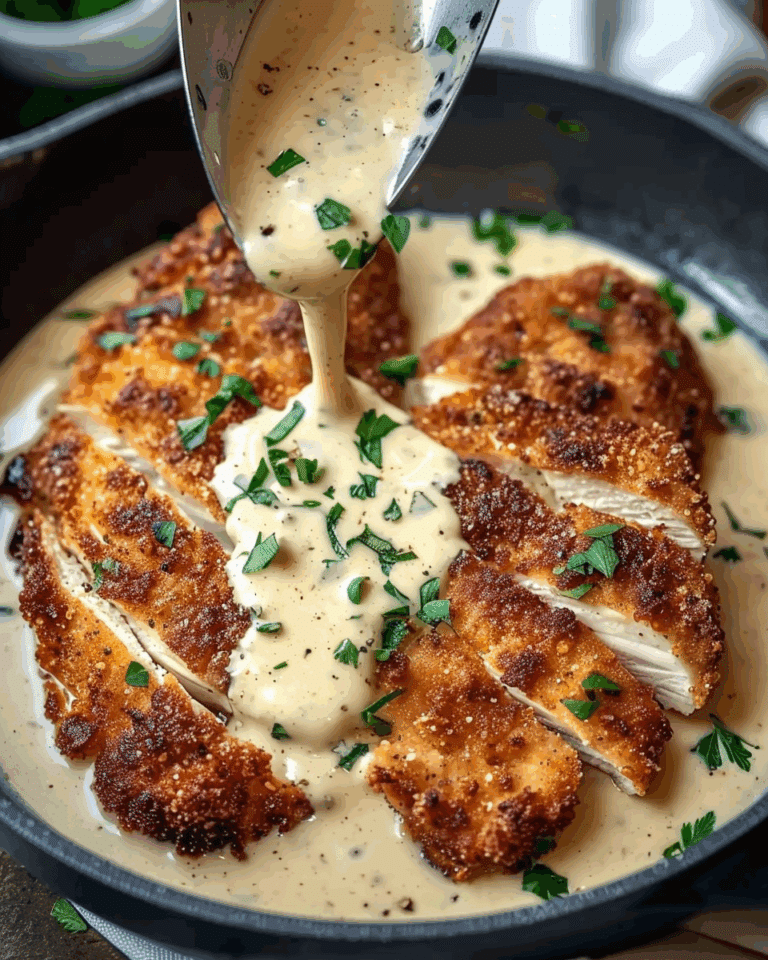 Parmesan Crusted Chicken with Creamy Garlic Sauce