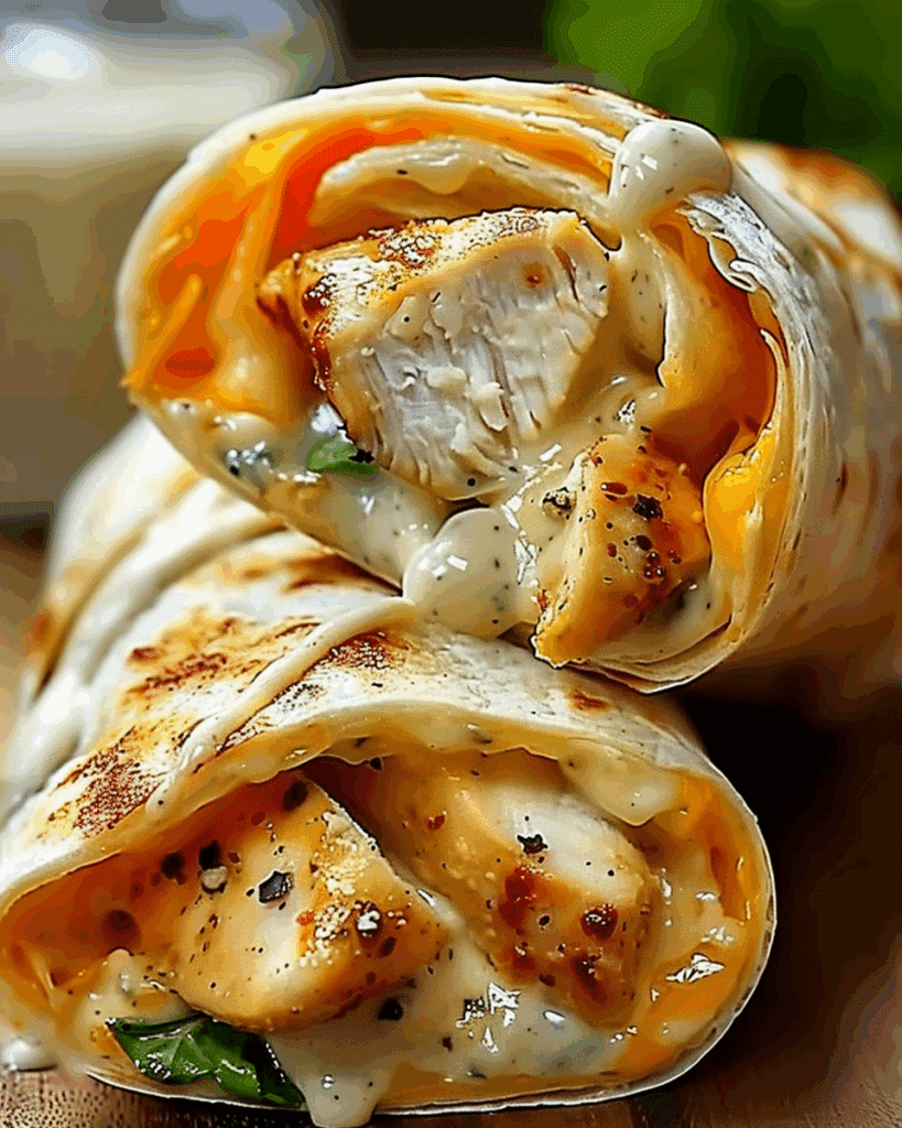 Cheesy Garlic Chicken Wraps