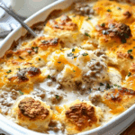 Biscuits and Gravy Breakfast Casserole