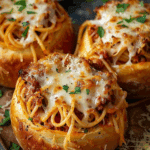 Spaghetti Garlic Bread Bowls
