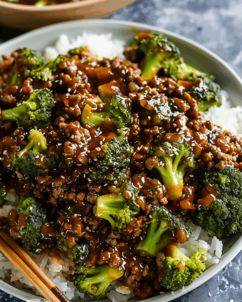 Honey Garlic Ground Beef and Broccoli