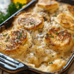 Biscuits and Gravy Hashbrown Casserole