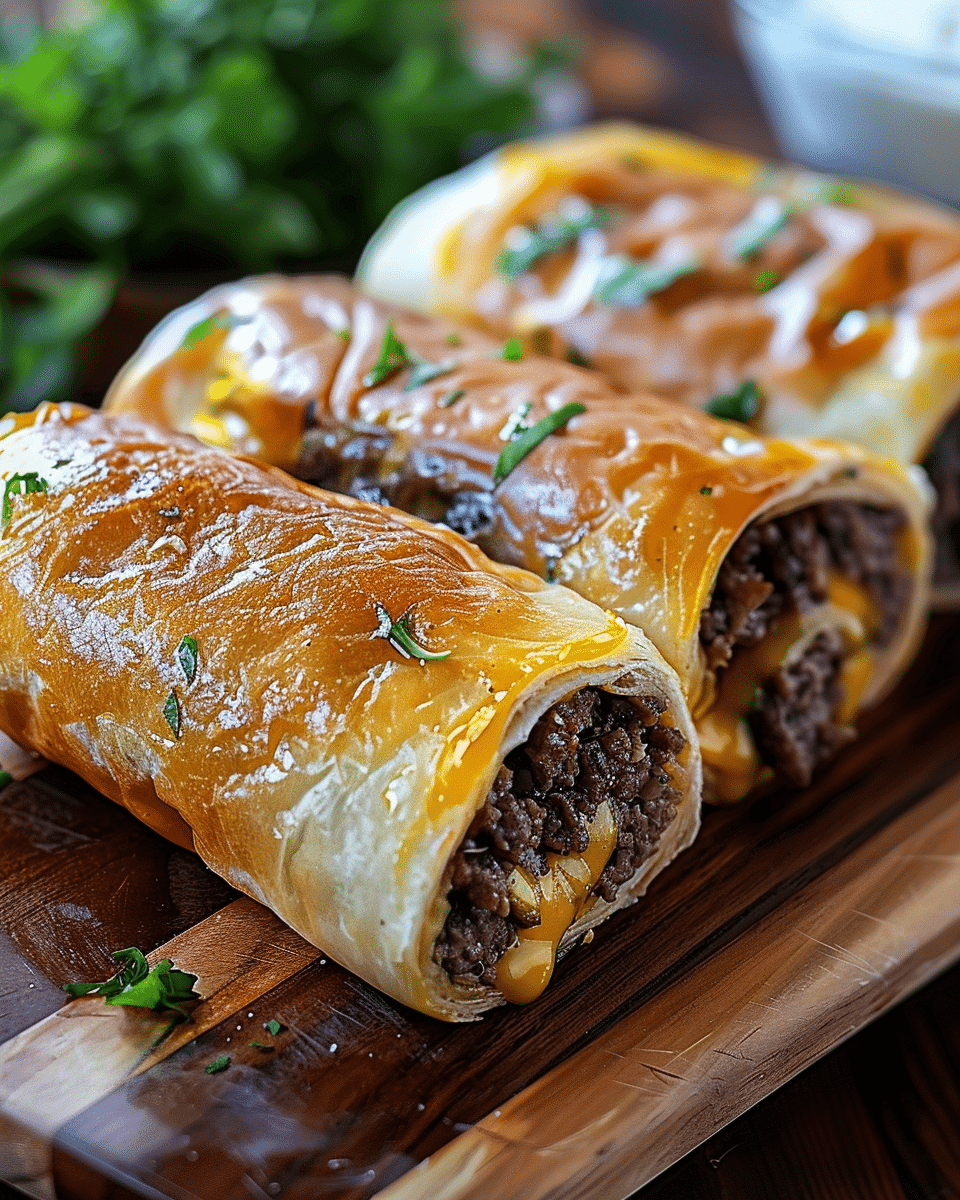 Easy Garlic Butter Beef Cheeseburger Rollups