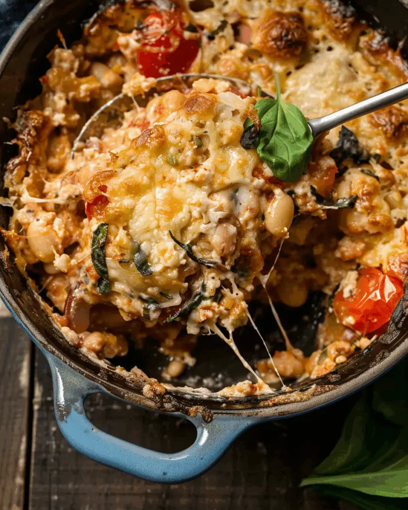 Cheesy White Bean Tomato Bake