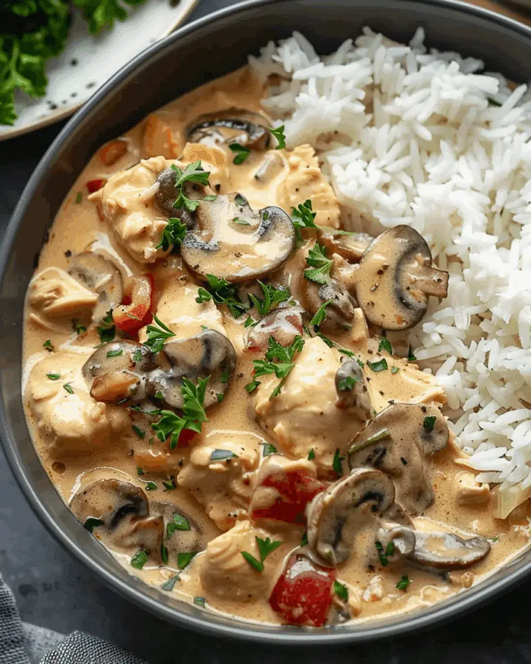 Creamy Chicken & Mushroom Stroganoff with Jasmine Rice
