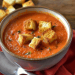 Creamy Tomato Soup with Garlic Croutons
