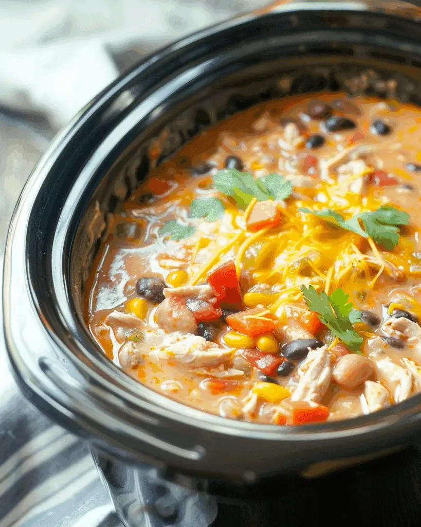 Crockpot Cheesy Chicken Chili