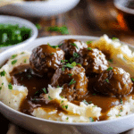 Salisbury Meatballs and Mashed Potatoes