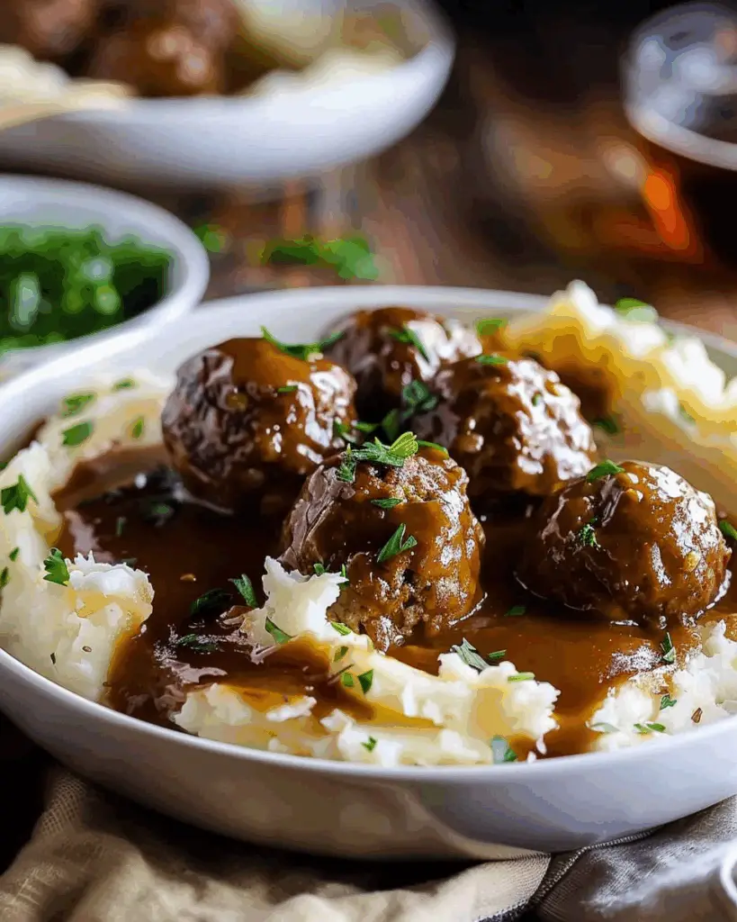 Salisbury Meatballs and Mashed Potatoes