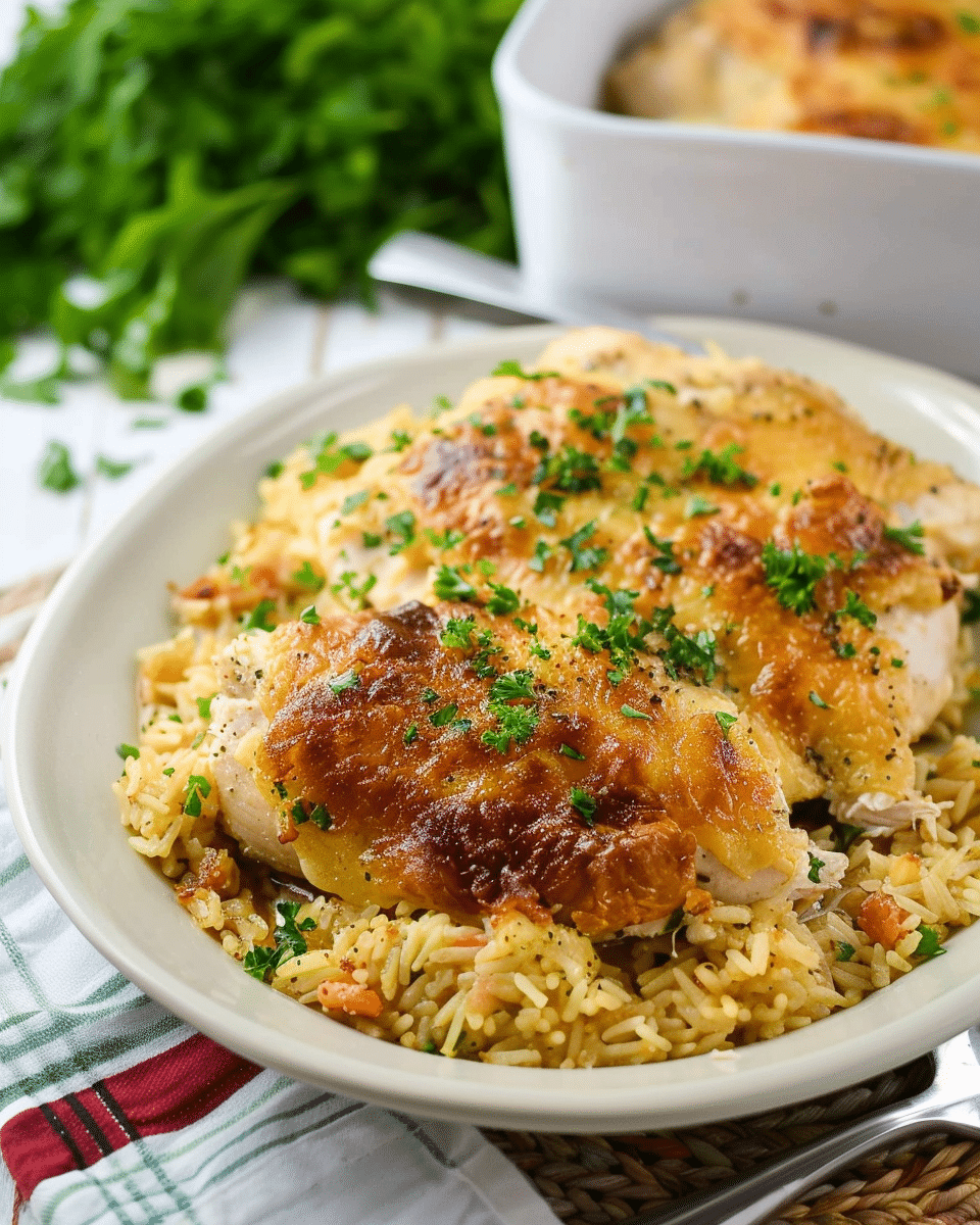 Smothered Chicken and Rice Casserole