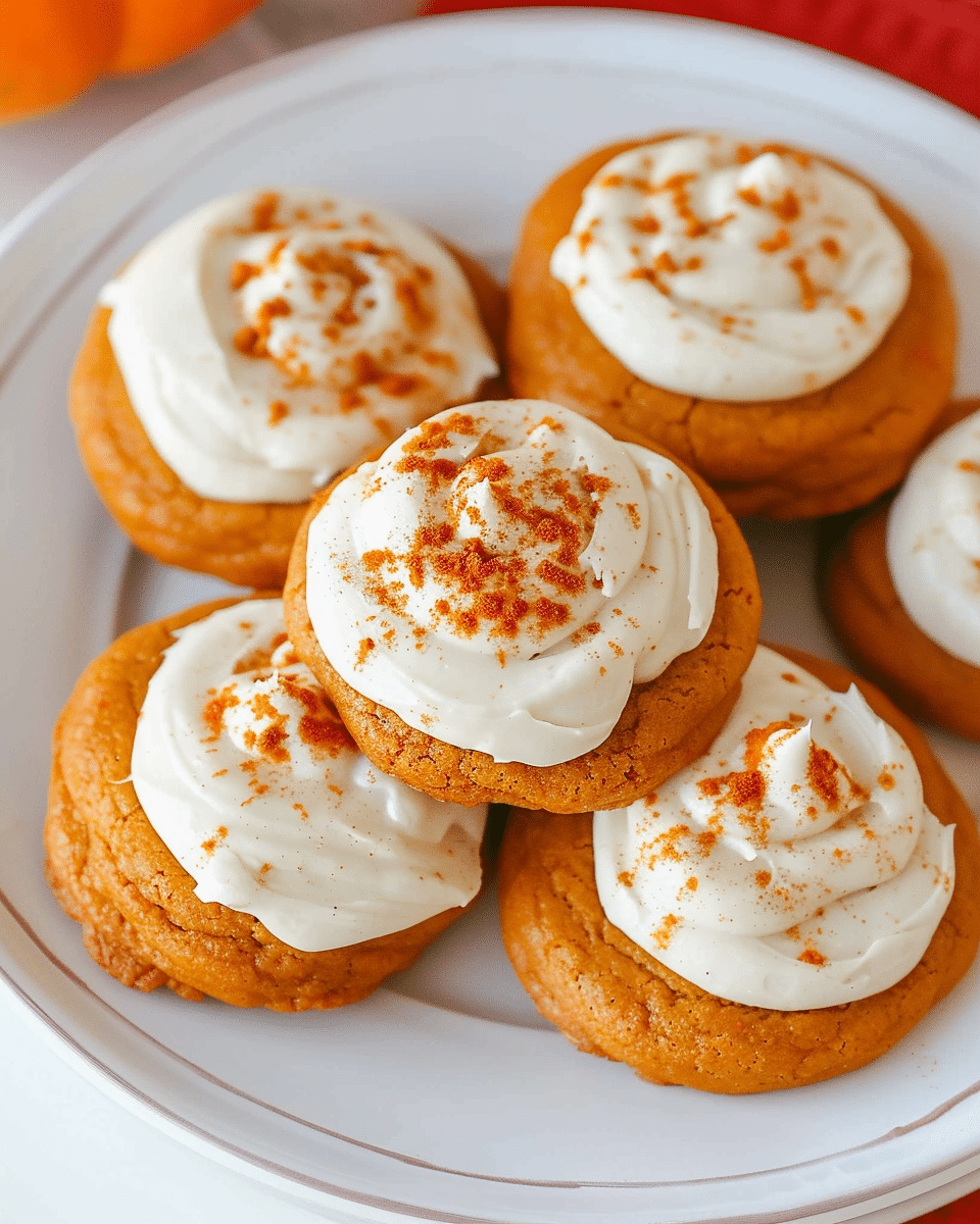 Pumpkin Cookies with Cream Cheese Frosting