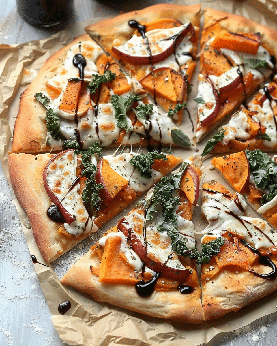 Sweet Potato and Kale Pizza with Balsamic Drizzle