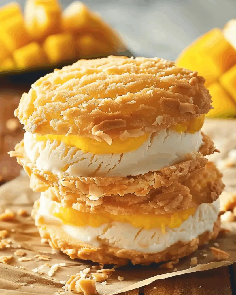 Coconut Macaroon & Mango Ice Cream Sandwich