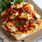 Cod Focaccia Sandwich With a Red Tomato Sauce