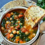 Vegetable Soup with Chickpeas and Kale & Crunchy Garlic Toasts