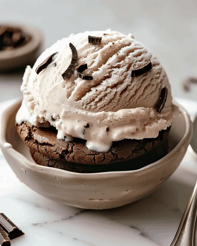 Chocolate Cookie & Coconut Ice Cream Sandwich