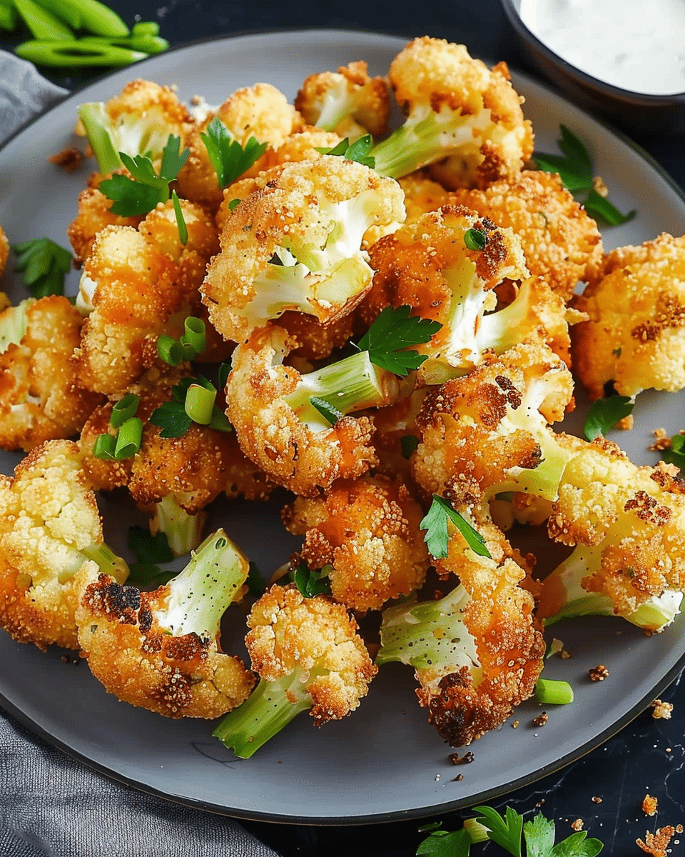 Crispy Air Fryer Cauliflower Bites with Buffalo Sauce