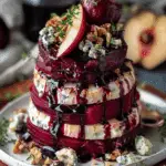 Roasted Beet Blue Cheese Towers with Pear & Balsamic Glaze