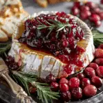 Baked Brie with Honey-Balsamic Cranberry Sauce
