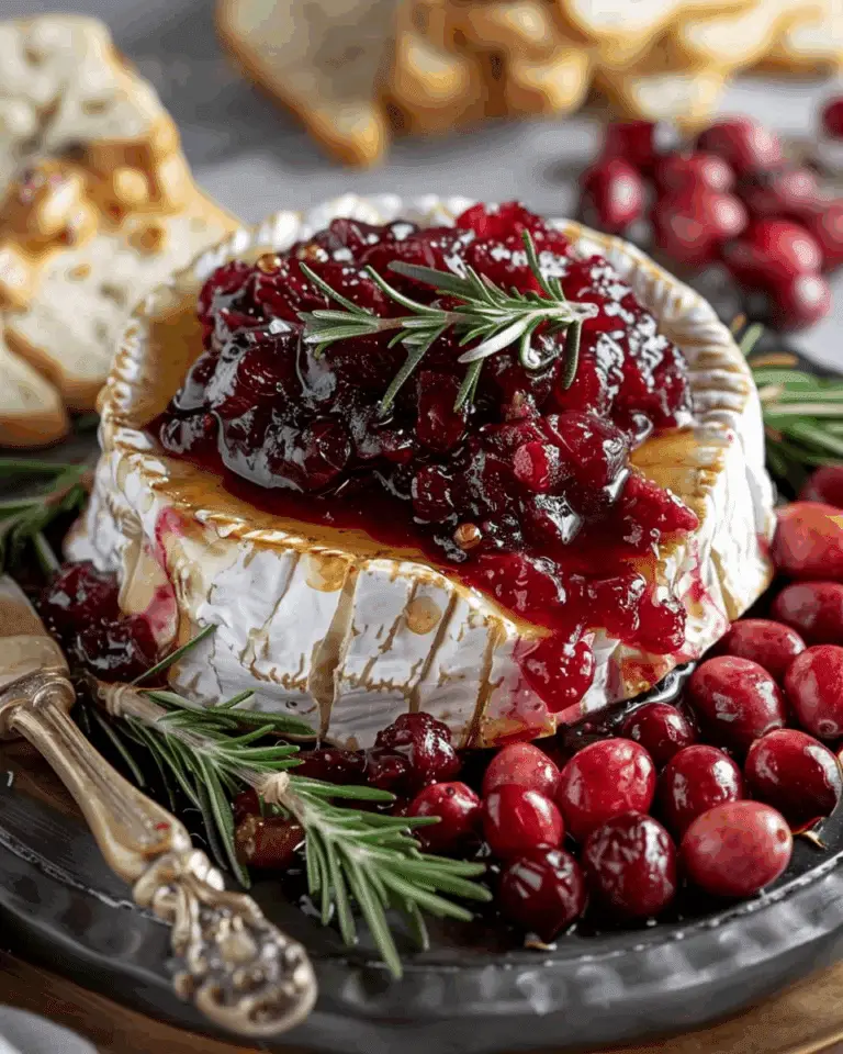 Baked Brie with Honey-Balsamic Cranberry Sauce