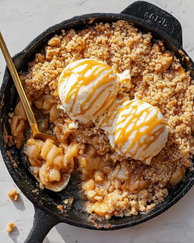 Cast Iron Skillet Apple Crisp with Caramel Recipe