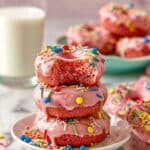 Strawberry Donuts with Vanilla Frosting and Sprinkles Recipe