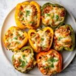 Leftover Turkey Stuffed Bell Peppers with Mushrooms, Cauliflower, and Mozzarella Recipe