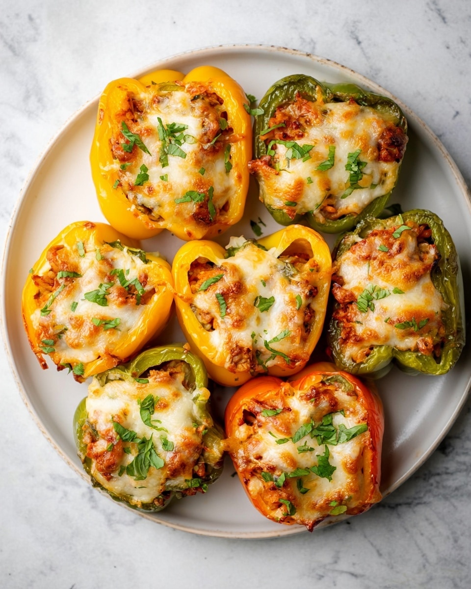 Leftover Turkey Stuffed Bell Peppers with Mushrooms, Cauliflower, and Mozzarella Recipe