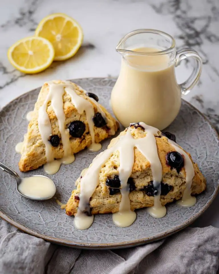 Lemon Glazed Blueberry Scones with Creme Fraiche Recipe
