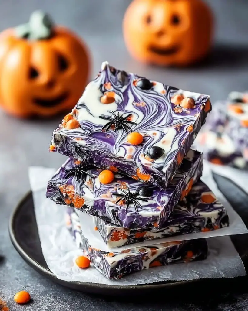 Festive No-Bake Chocolate Bark with Candy Corn, Eyeballs, and Sprinkles Recipe