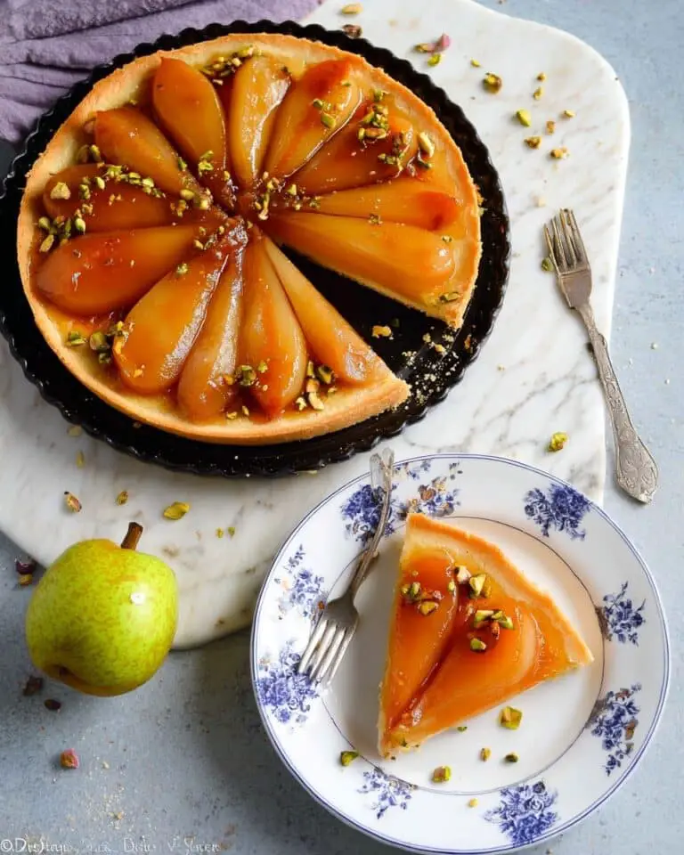 Saffron Pear Tarte Tatin with Pistachios Recipe