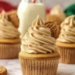 Biscoff Cupcakes with Cinnamon-Spiced Biscoff Frosting and Cookie Garnish Recipe