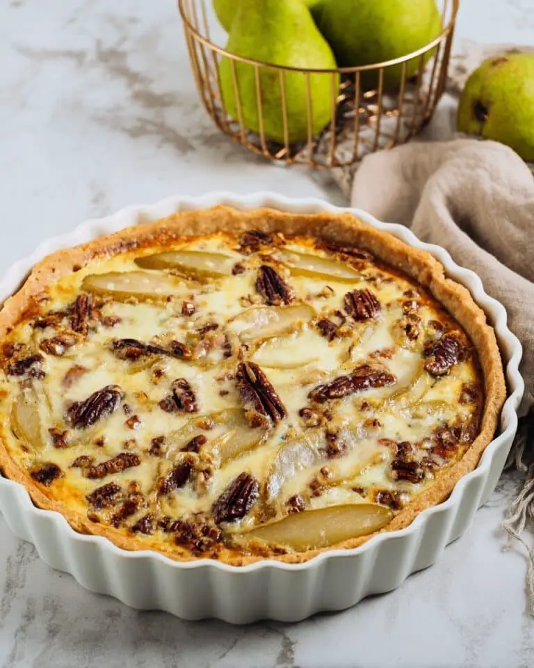 Caramelized Pear and Blue Cheese Pie with Crunchy Pecans Recipe