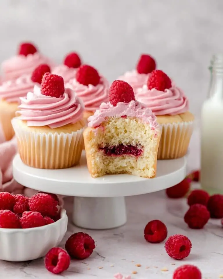 Raspberry Cupcakes with Raspberry Jam and Buttercream Recipe