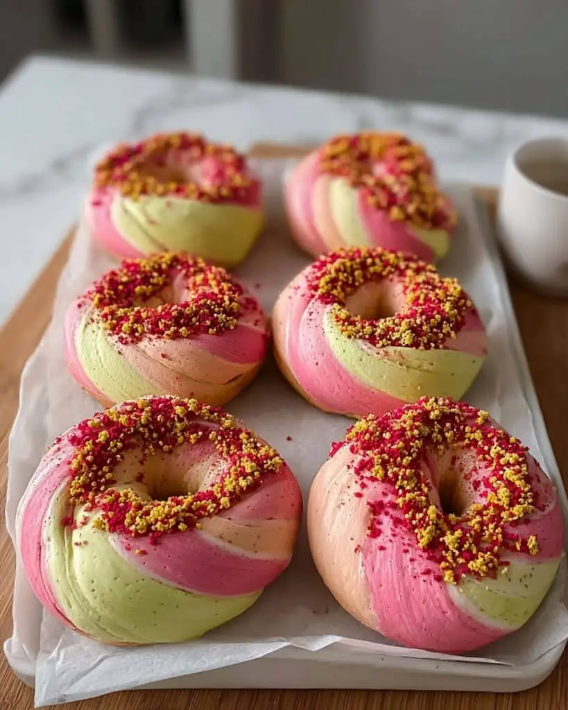 Raspberry Pistachio Sourdough Bagels Recipe