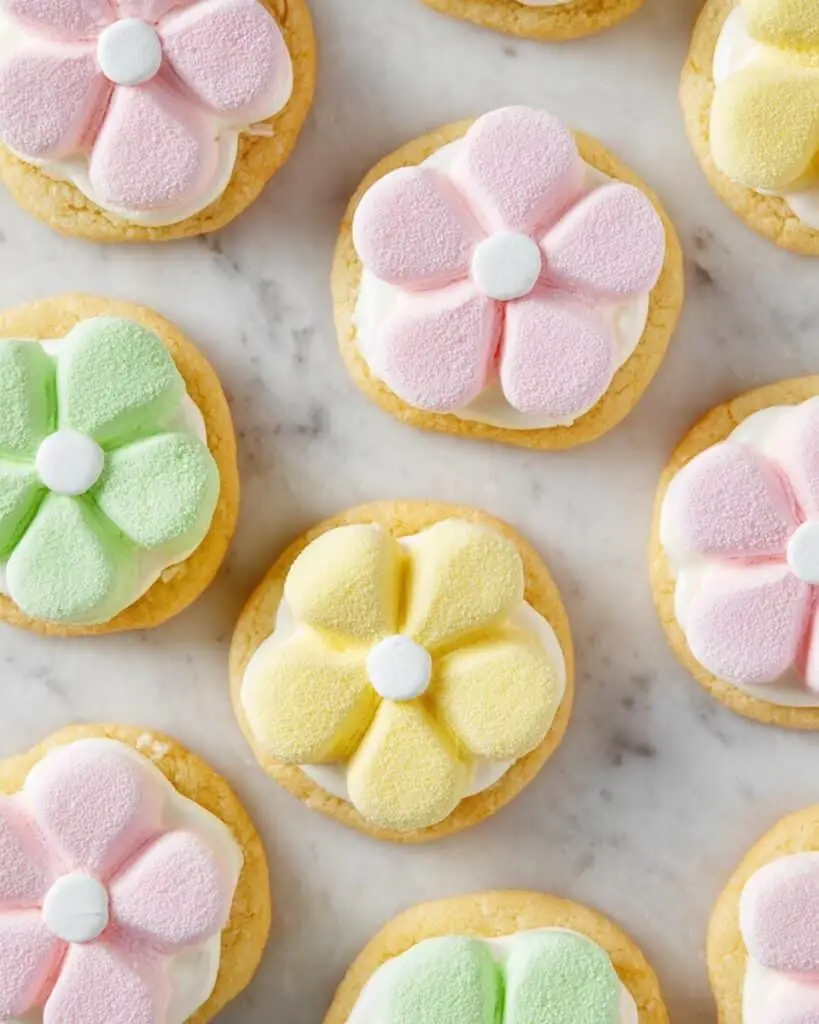 Flower Cookie Sandwiches with Marshmallow Petal Decorations Recipe
