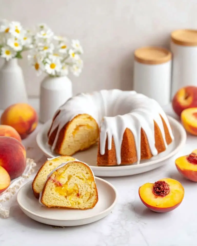 Peach Bundt Cake with Vanilla Glaze Recipe
