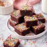 Brownies with Caramel-Toffee Bits and Rainbow Sprinkles Recipe
