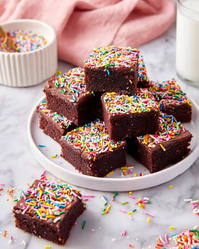 Brownies with Caramel-Toffee Bits and Rainbow Sprinkles Recipe