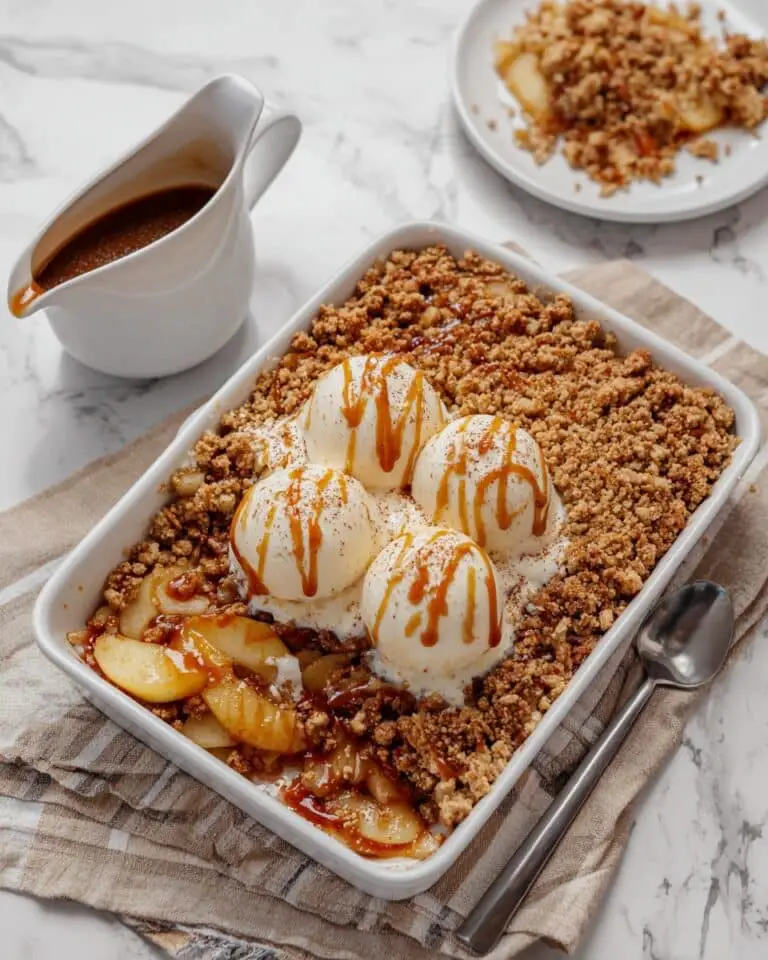 Easy Homemade Apple Crisp with Vanilla Ice Cream Recipe