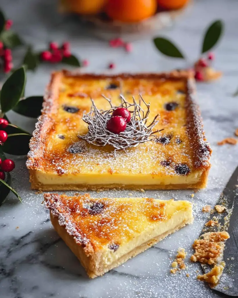 Cranberry Orange Cream Tart with Easy Caramel Garnishes Recipe