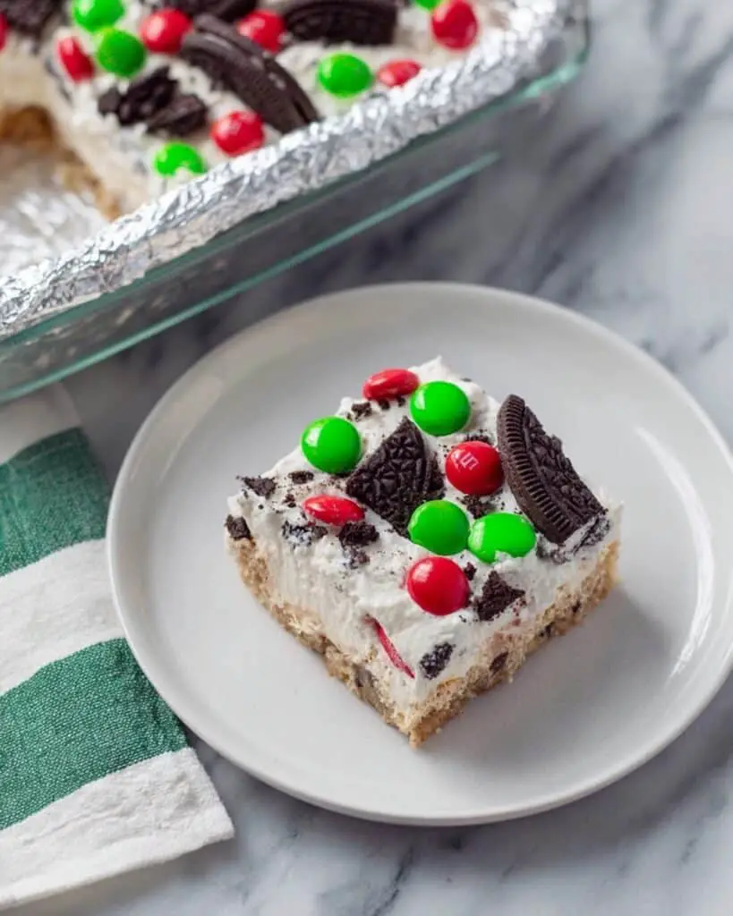 Christmas Sugar Cookie Bars with Oreo and M&M Topping Recipe